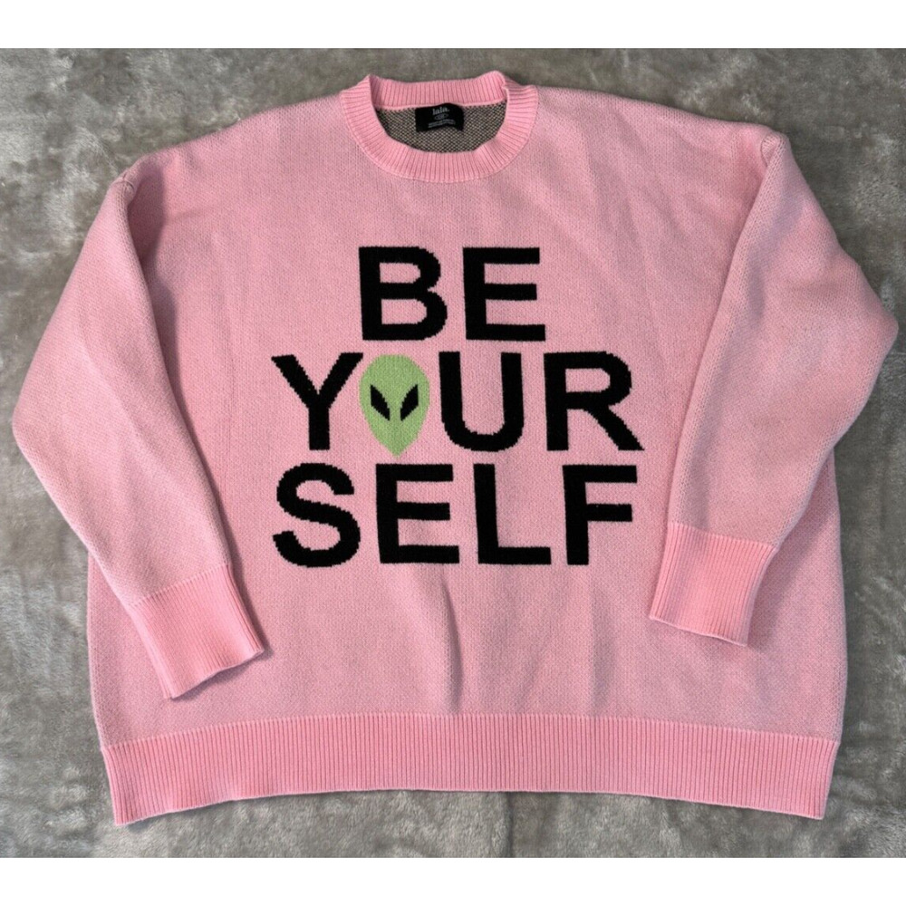 Dressed in LALA Pink Be Yourself Alien Oversized Sweater Womens Size S/M
